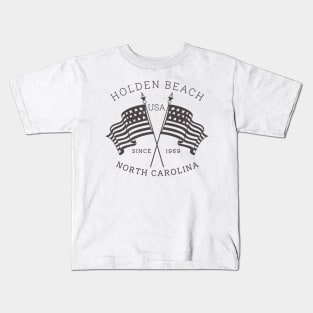 Holden Beach, NC Summertime Vacationing Patriotic Flags Kids T-Shirt